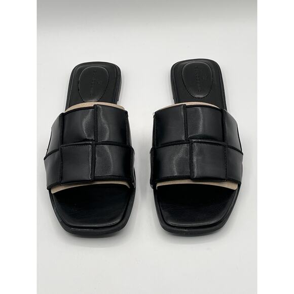 BANDOLINO WOMENS VANELLI SQUARE TOE BLACK CASUAL FLAT FAUX LEATHER SANDALS 9M - Picture 3 of 13